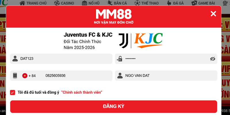 Đăng Ký MM88 - Mở Tài Khoản Siêu Tốc Trong 1 Phút 18 Điền đầy đủ thông tin vào form đăng ký mm88